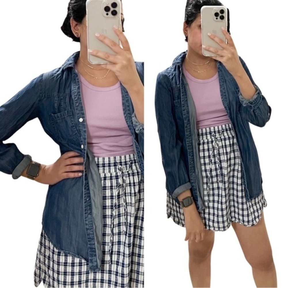 SOFT JOIE Blue Button Down Chambray Long Sleeve Top Sz Medium